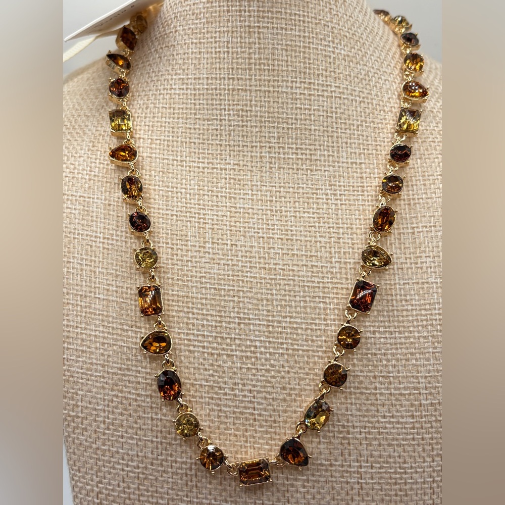 NWT MacRae Elegant Gold and Brown Gemstone Necklace 16-18”